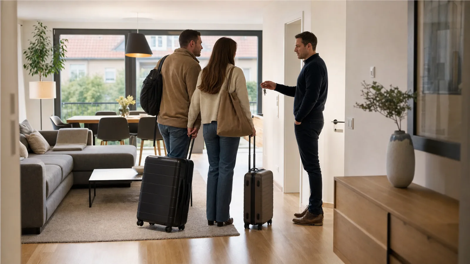 Guests arriving at a furnished apartment near Ramstein